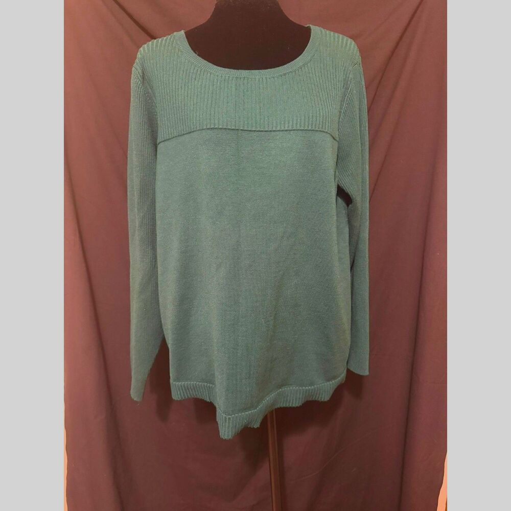 #284 - Cable & Gauge Women's Sweater Size XL Forest Green Crewneck Pullover Knit